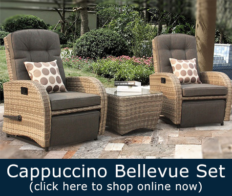 cappuccino brown bellevue reclining bistro set